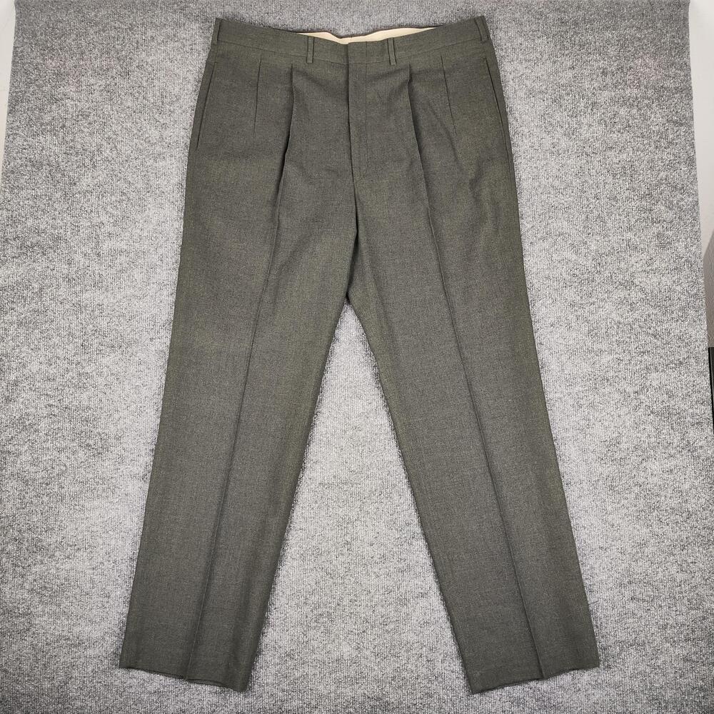 Farah Dress Pants Mens 40x32 Green Classic Fit Pleated Straight Leg Business